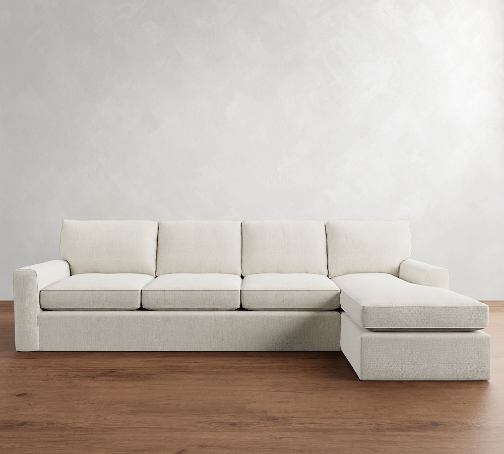 Pearce Square Arm Slipcovered Chaise Sectional (101&quot;&ndash;141&quot;)