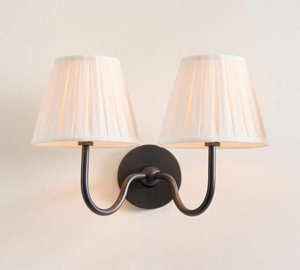 Baylor Pleated Shade Double Sconce (16&quot;)