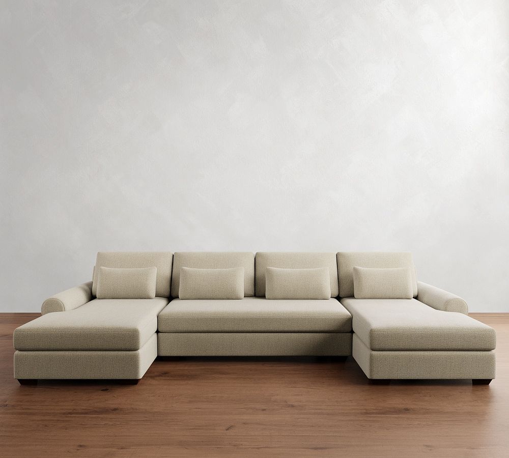 Big Sur Roll Arm Deep Seat Double Chaise Sectional (145&quot;&ndash;200&quot;)
