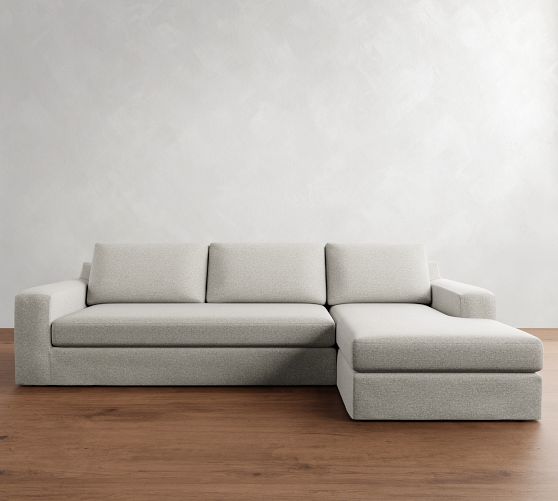 Big Sur Square Arm Slipcovered Chaise Sectional (114"–156")