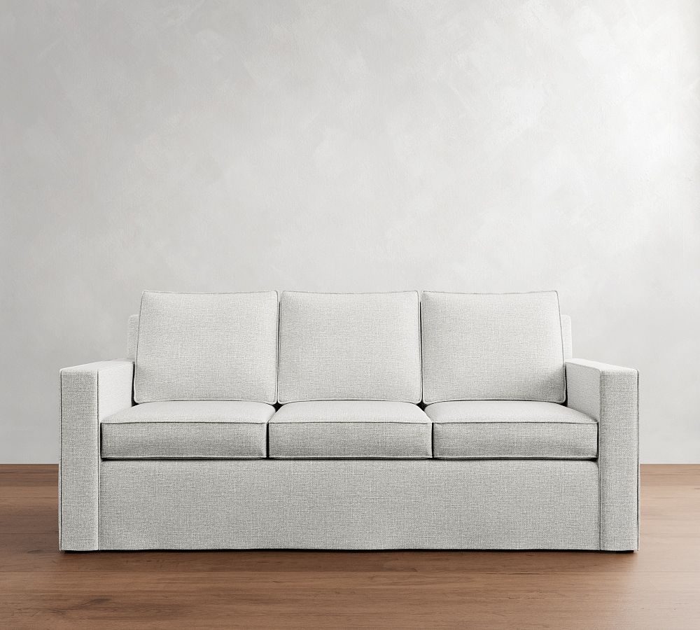 Cameron Square Arm Slipcovered Sleeper Sofa with Memory Foam Mattress (86&quot;)