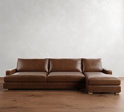 Canyon Square Arm Leather Chaise Sectional (118&quot;&ndash;163&quot;)