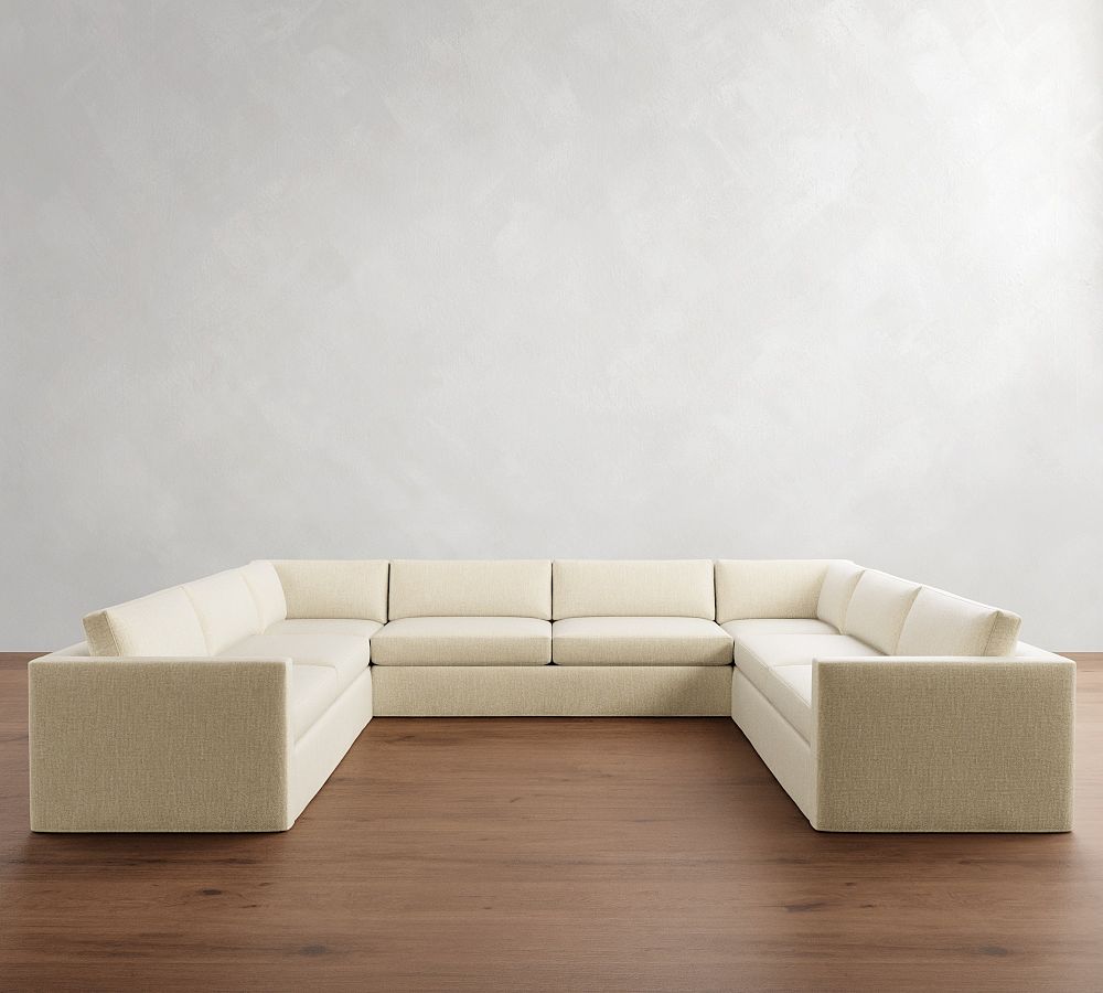 Carmel Slim Arm Slipcovered U-Shaped Sectional (144&quot;)