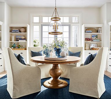 Heritage Farmhouse Pedestal Extending Dining Table 56 76
