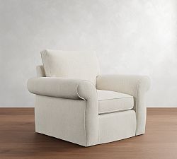 Pearce Roll Arm Slipcovered Swivel Chair