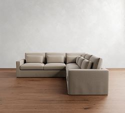 Westwood Square Arm Deep Seat Slipcovered 3-Piece L-Shaped Sectional (122&quot;)