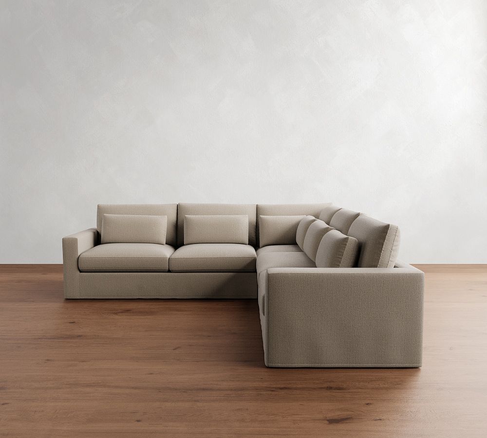 Westwood Square Arm Deep Seat Slipcovered 3-Piece L-Shaped Sectional (122&quot;)