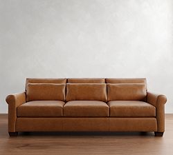 York Roll Arm Deep Seat Leather Sofa (63&quot;&ndash;98&quot;)