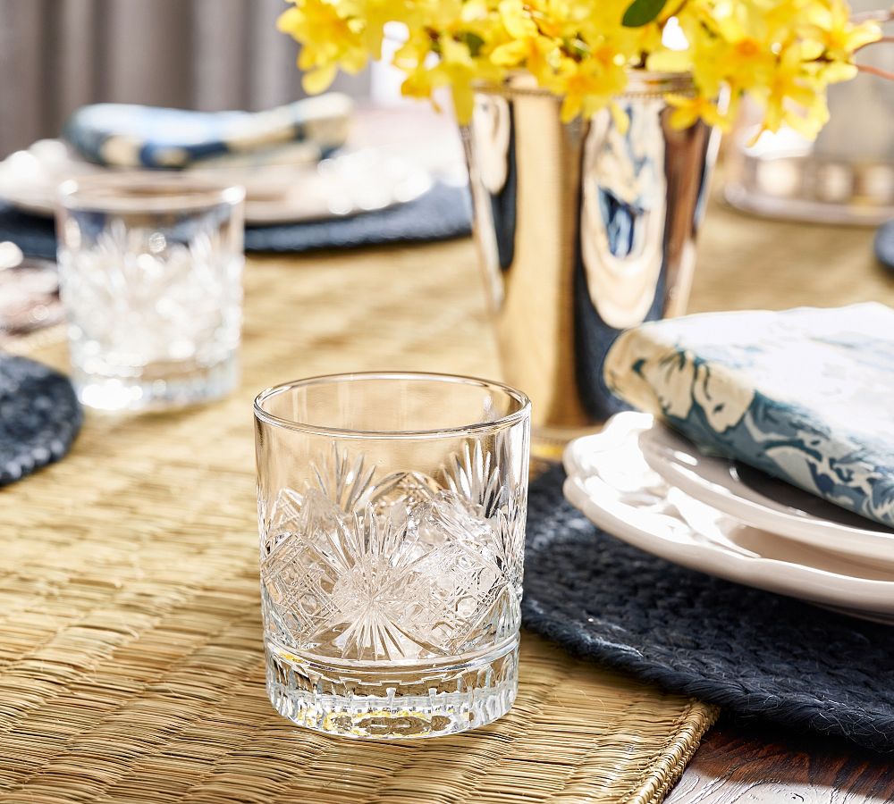 Antique Cut Double Old Fashioned Glasses - Set of 4