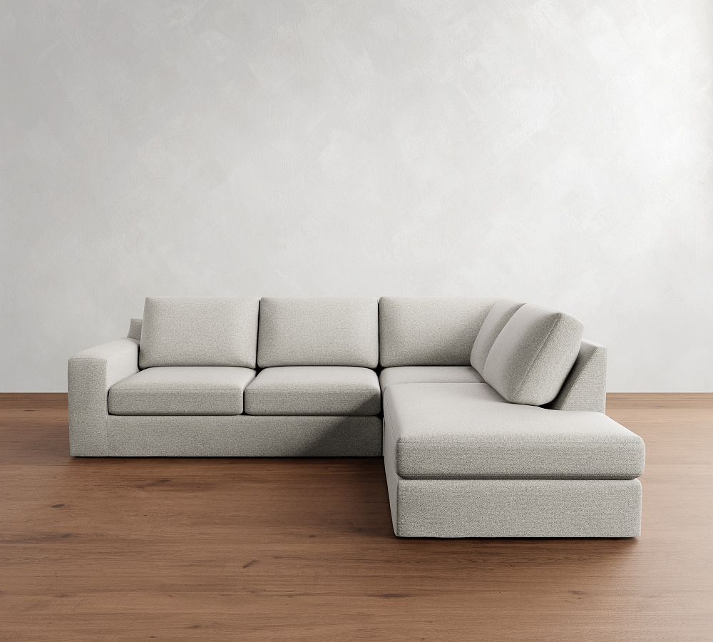Big Sur Square Arm Slipcovered 3-Piece Bumper Sectional (114&quot;)