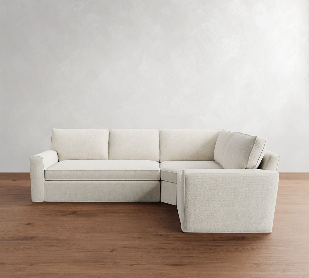 Pearce Square Arm Slipcovered 3-Piece Wedge Sectional (118&quot;&ndash;126.5&quot;)
