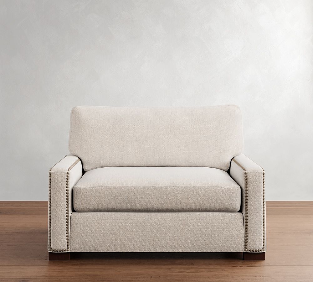 Turner Square Arm Twin Sleeper Sofa with Memory Foam Mattress (55&quot;)