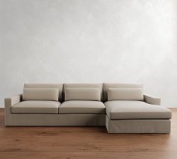 Westwood Square Arm Deep Seat Slipcovered Chaise Sectional (130&quot;&ndash;136&quot;)