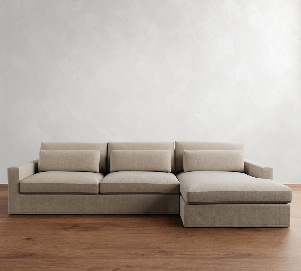 Westwood Square Arm Deep Seat Slipcovered Chaise Sectional (130&quot;&ndash;136&quot;)