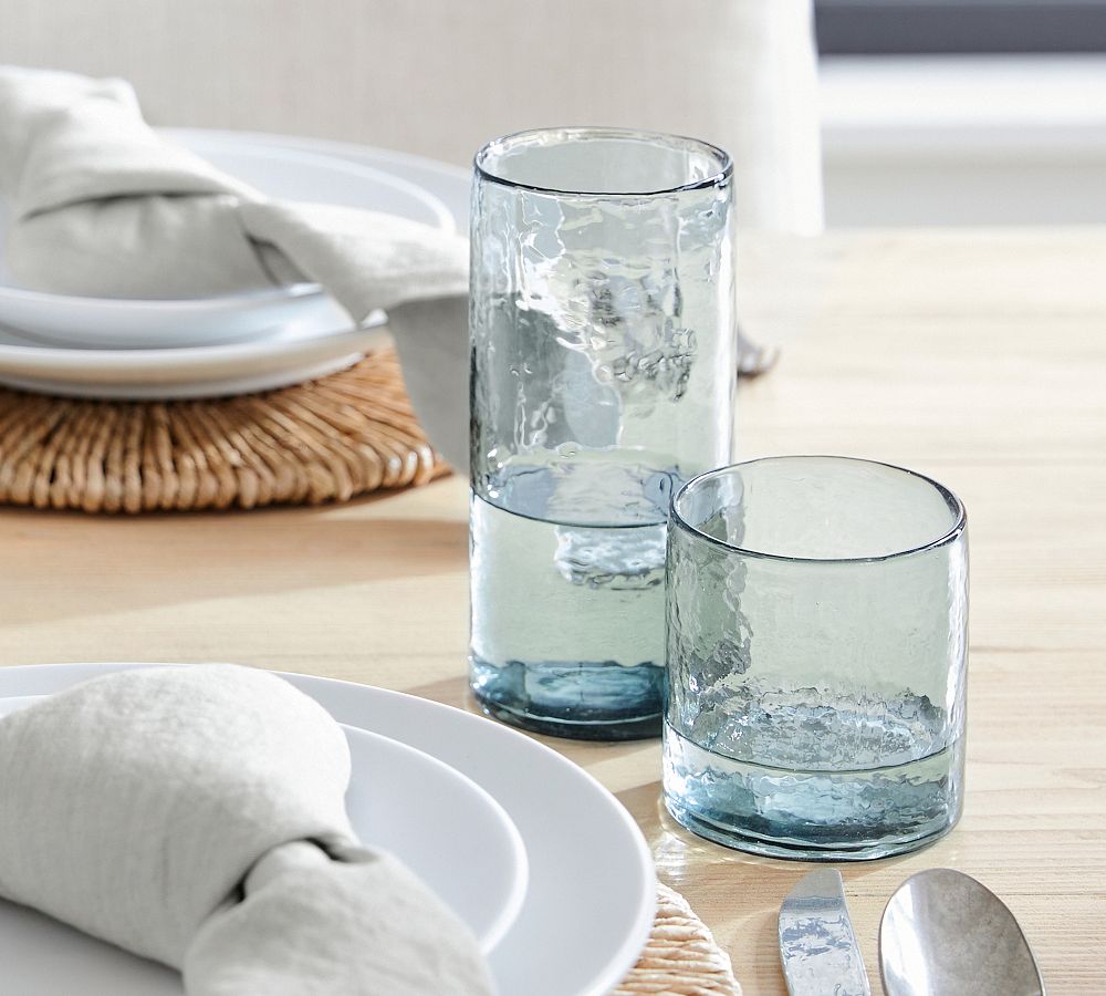 Tall Hammered Handcrafted Drinking Glasses