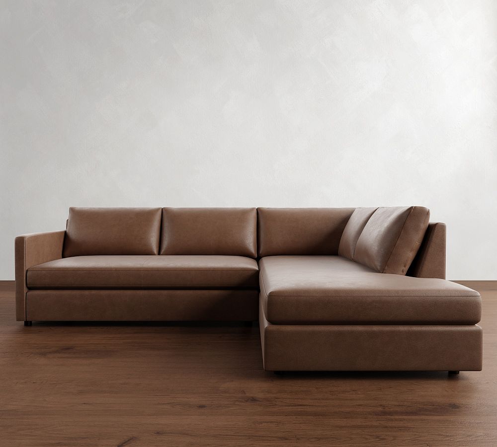 Pacifica Slim Arm Leather Return Bumper Sectional (106&quot;)