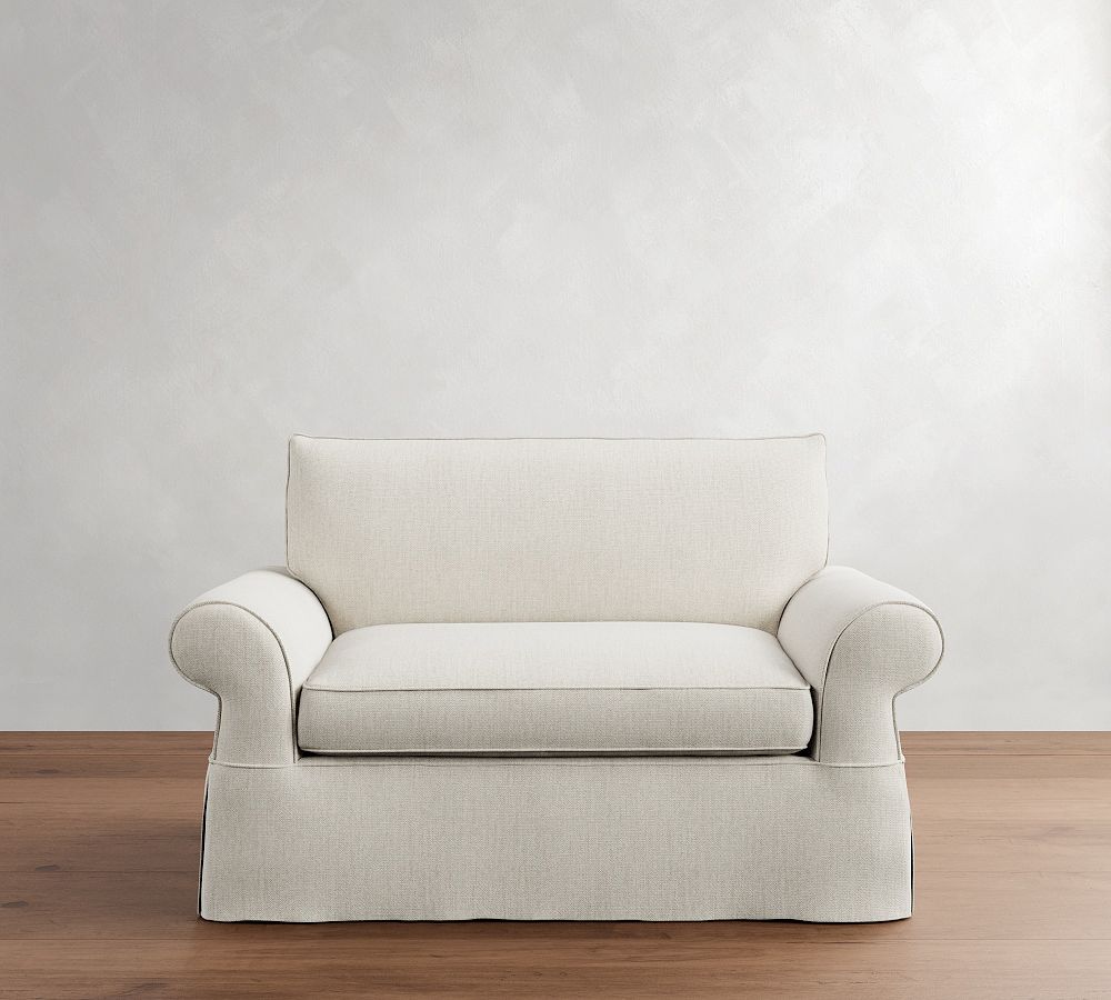 Pearce Roll Arm Slipcovered Twin Sleeper Sofa with Memory Foam Mattress (64&quot;)