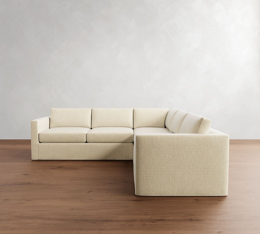 Carmel Slim Arm Slipcovered 3-Piece L-Shaped Sectional (110&quot;)
