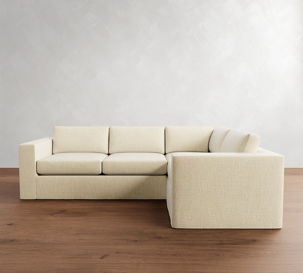 Carmel Wide Arm Slipcovered 3-Piece Sectional (113&quot;)