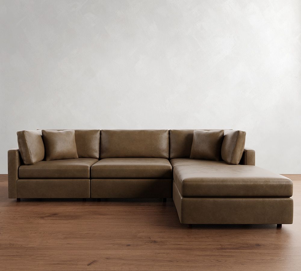 Modular Leather L-Shaped Chaise Sectional (111&quot;&ndash;120&quot;)