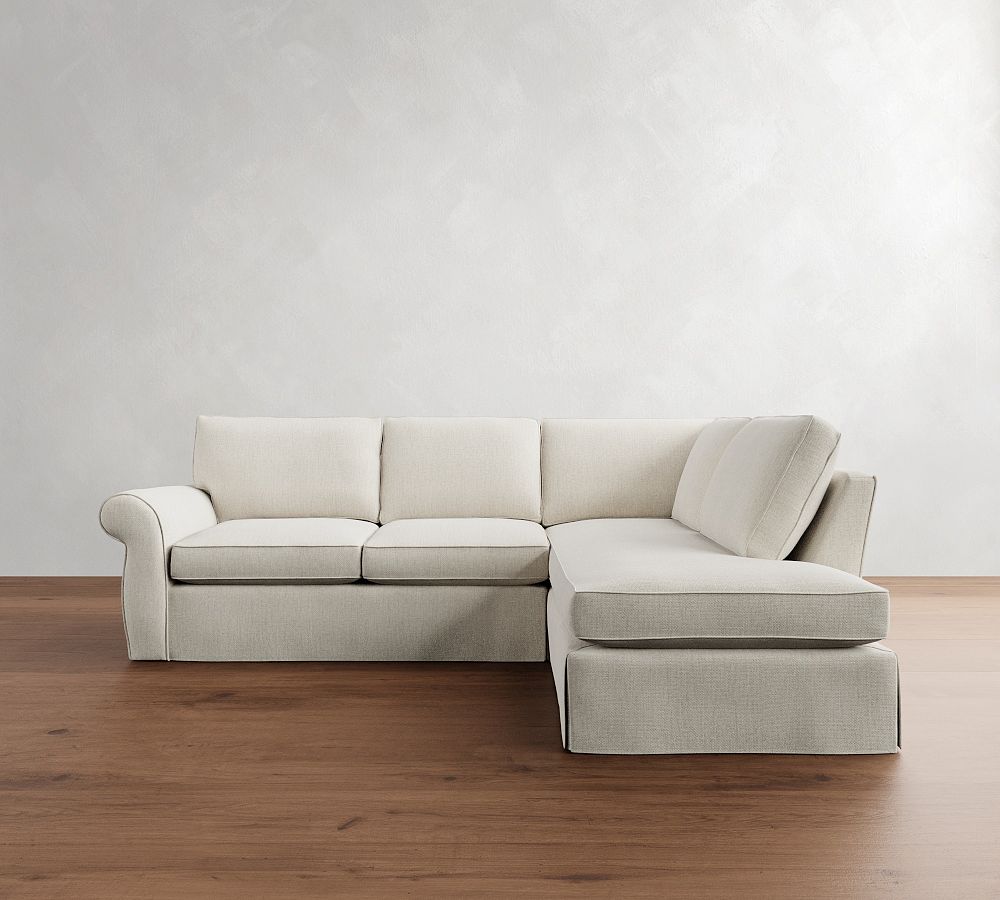 Pearce Roll Arm Slipcovered Return Bumper Sectional (114&quot;&ndash;144&quot;)