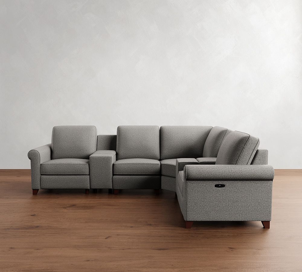 Cameron Roll Arm Reversible Power Reclining Sectional - Storage Available (111&quot;&ndash;125&quot;)