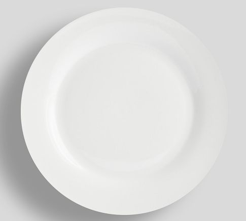 Caterer's Box Rim Porcelain Dinner Plates, Set of 12 - White