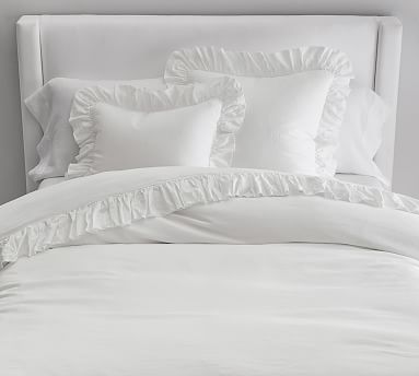 Pottery popular barn tencel ruffle duvet & shams full/queen