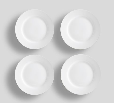 Caterer's Box Rim Porcelain Cocktail Plates, Set of 12 - White