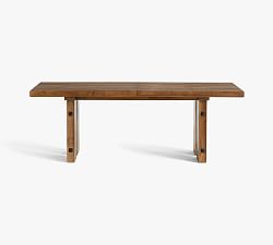 North Reclaimed Wood Extending Dining Table, Rustic Barnwood, 84"L