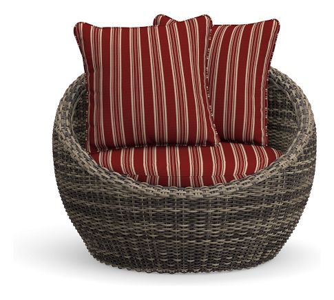 Torrey Cushion Cover Papasan Outdoor Chair, High Performance Heathered Canvas; Red Stripe