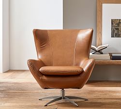 Open Box: Wells Leather Swivel Chair