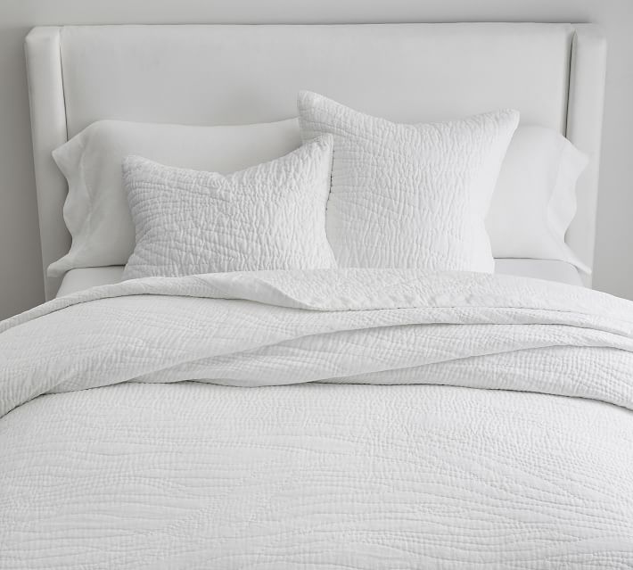 White Belgian Flax Linen Handcrafted Quilt Pottery Barn
