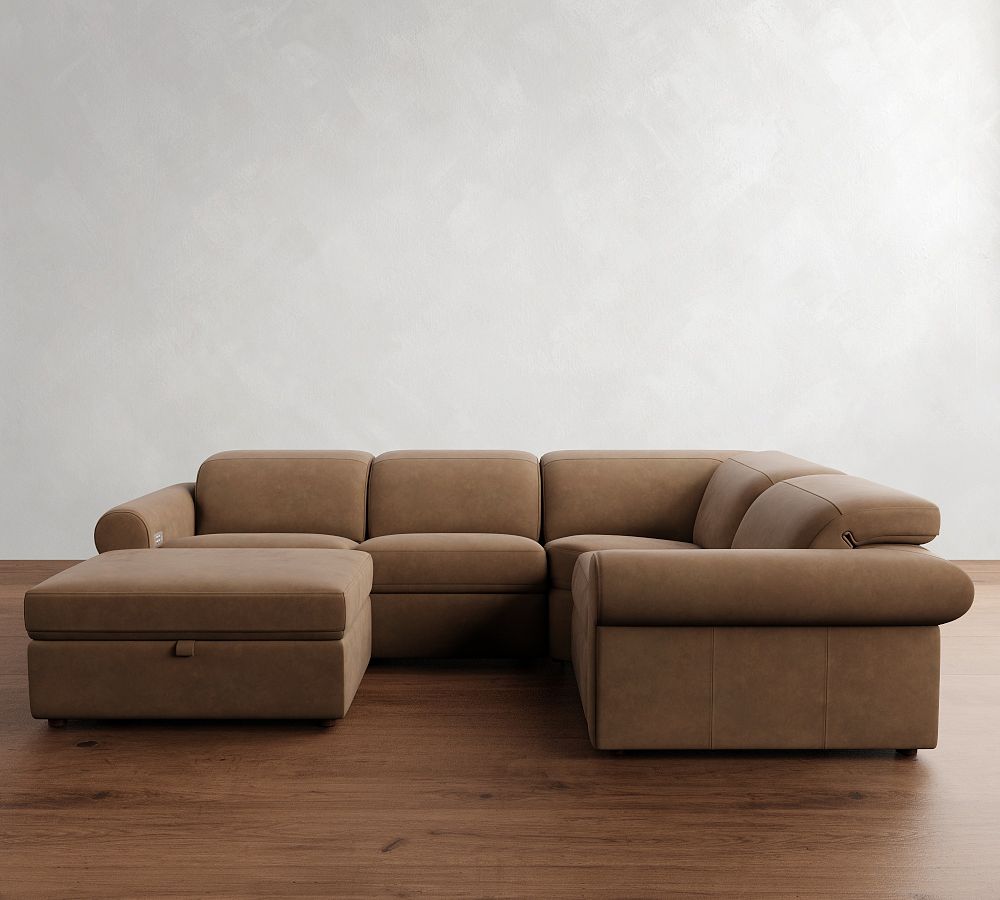 Ultra Lounge Roll Arm Leather Reclining 5-Piece Sectional (116&quot;)
