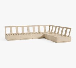 Indio Eucalyptus Modern Platform 6-Piece Outdoor Sectional (128&quot;)