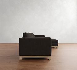 Jake Leather Seadrift Wood Base Chaise Sectional (111&quot;&ndash;121&quot;)