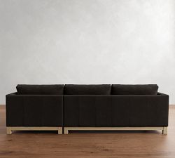 Jake Leather Seadrift Wood Base Chaise Sectional (111&quot;&ndash;121&quot;)