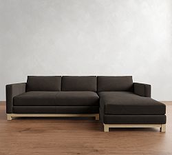 Jake Leather Seadrift Wood Base Chaise Sectional (111&quot;&ndash;121&quot;)