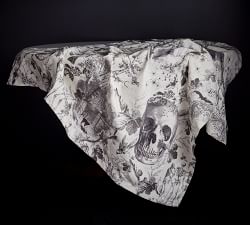Skull Toile Organic Cotton Table Throw