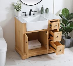 Annelie 36-42&quot; Marble Top Single Sink Vanity