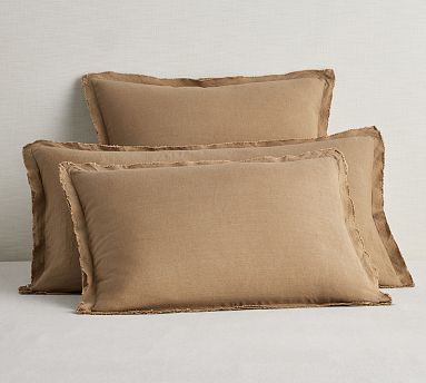 Pottery Barn BELGIAN Flax Natural high quality Tan Linen 2 STANDARD Pillow Shams