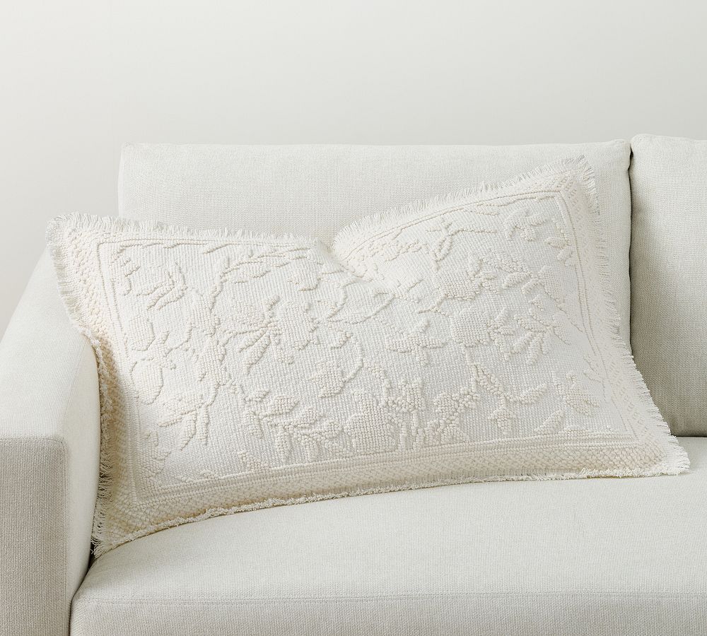 Marigold Fringe Lumbar Pillow Ivory