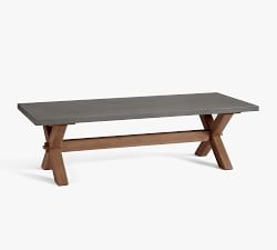 Abbott Concrete &amp; Acacia Rectangular Outdoor Coffee Table (50&quot;-62&quot;)