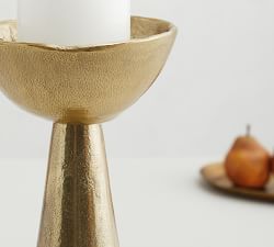 Rough Cast Brass Pillar Candleholder