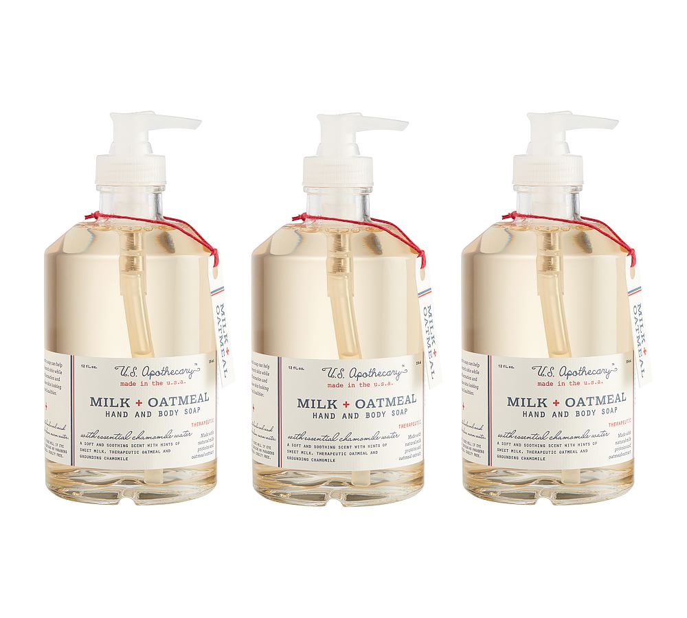 U.S. Apothecary Milk &amp; Oatmeal Liquid Soap, Set of 3