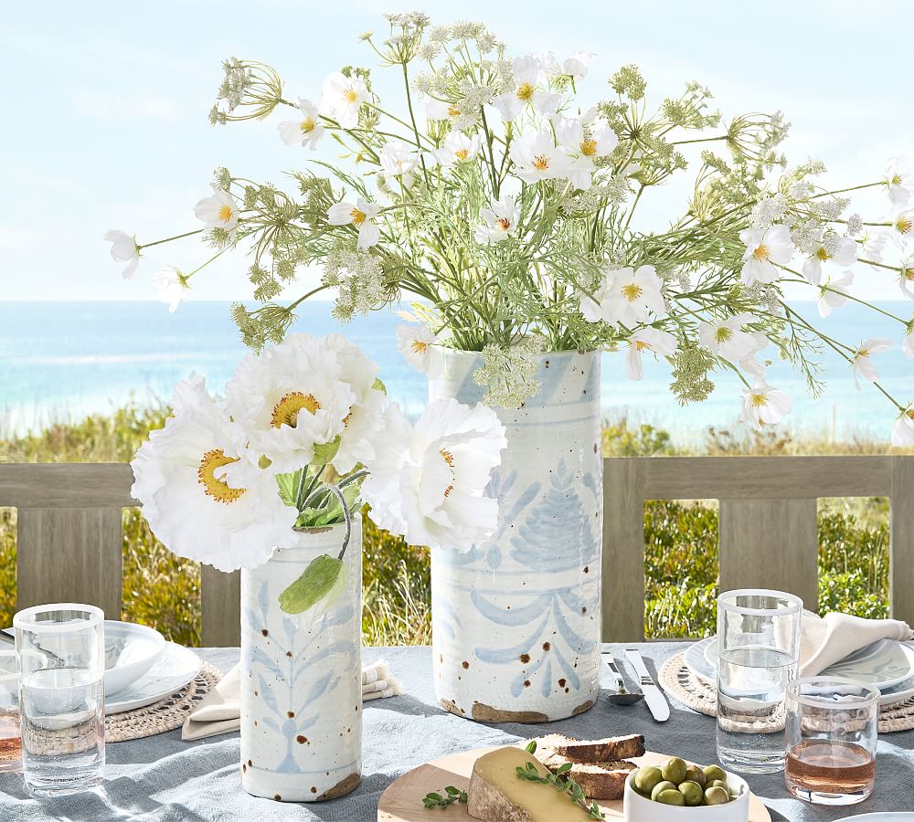 Chambray Patterned Handcrafted Ceramic Vases