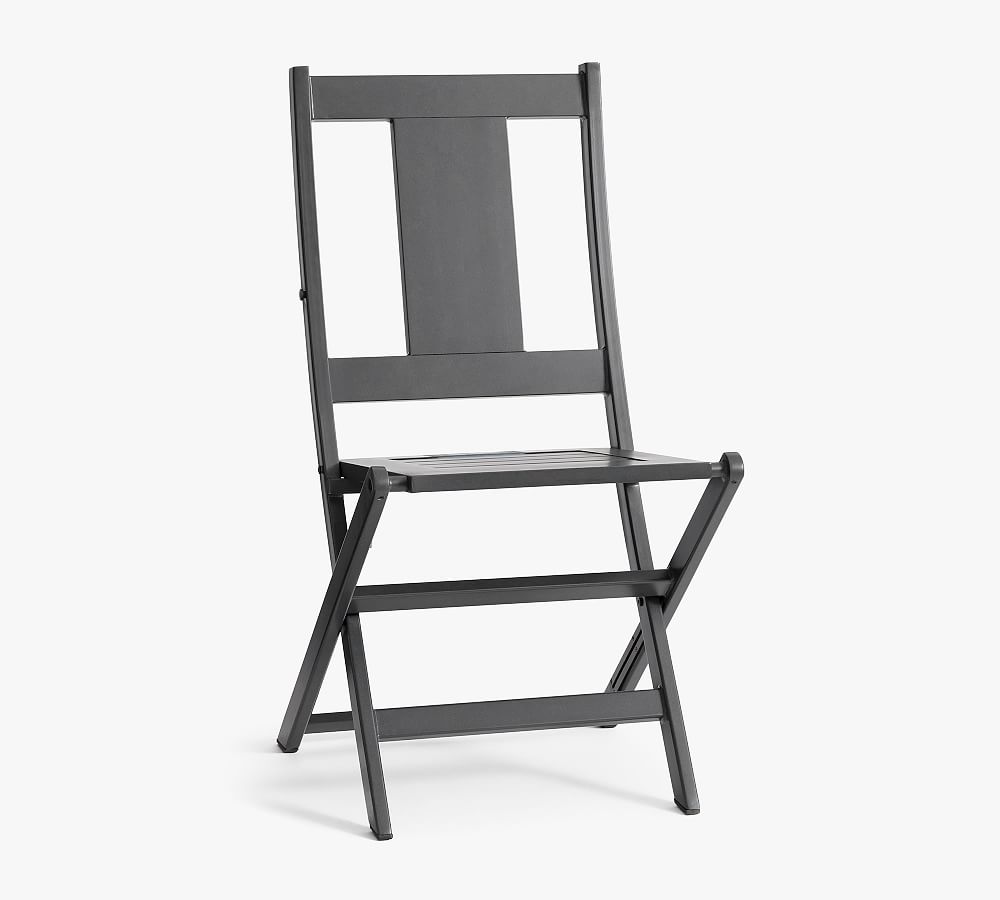 Indio Metal Folding Outdoor Bistro Chair, Slate