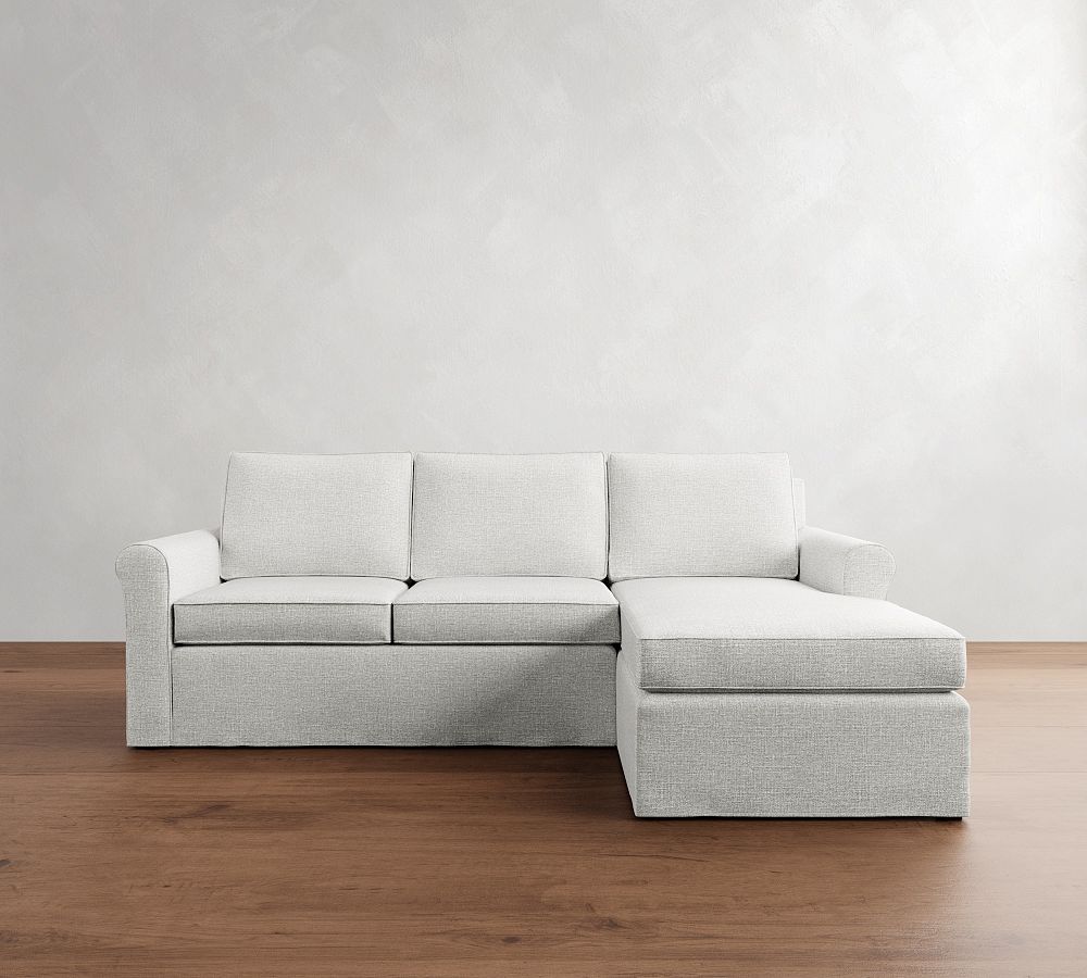 Cameron Roll Arm Slipcovered Chaise Sectional (100&quot;)