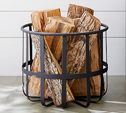 Indoor/Outdoor Black Metal Log Holder