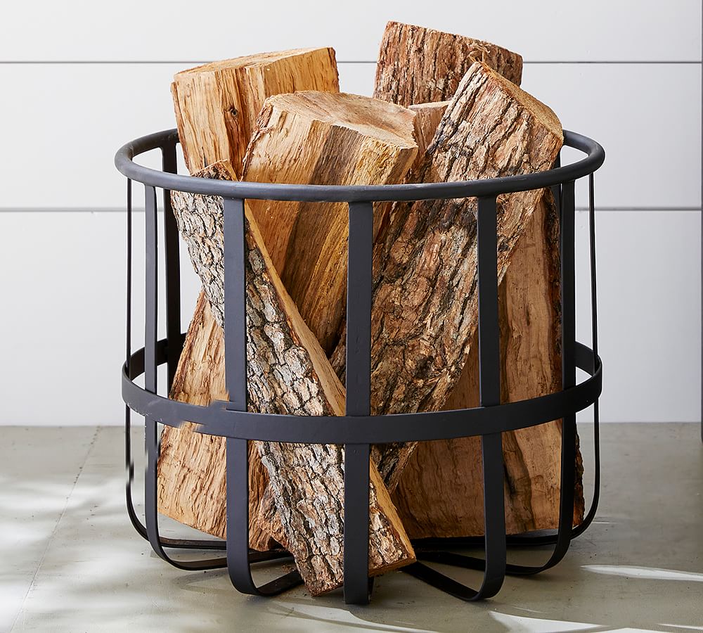 Indoor/Outdoor Black Metal Log Holder